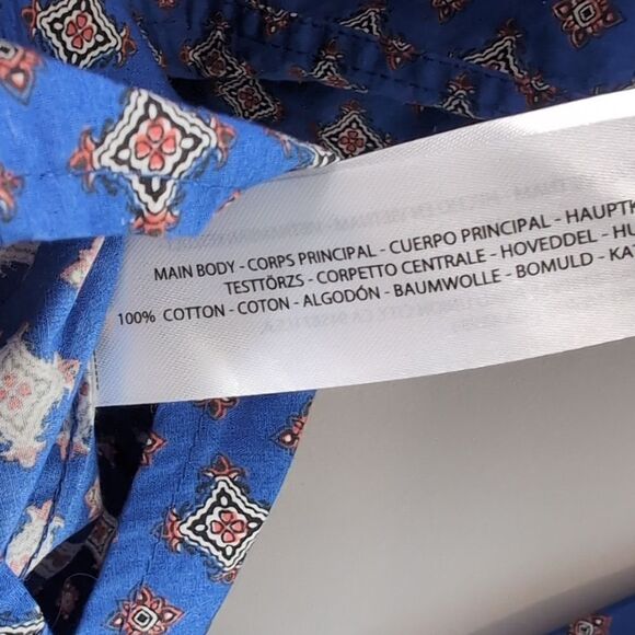 Ariat Blue Printed Western Cowboy Ranch Fitted Long Sleeve Button Shirt Sz L - Picture 8 of 9